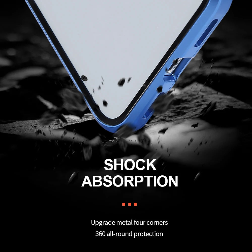 Magnetic Tempered Glass Metal Privacy Case for Iphone 11 12 13 14 15 16 Pro Max Anti-Spy 360 Protective Cover for Iphone XR XS